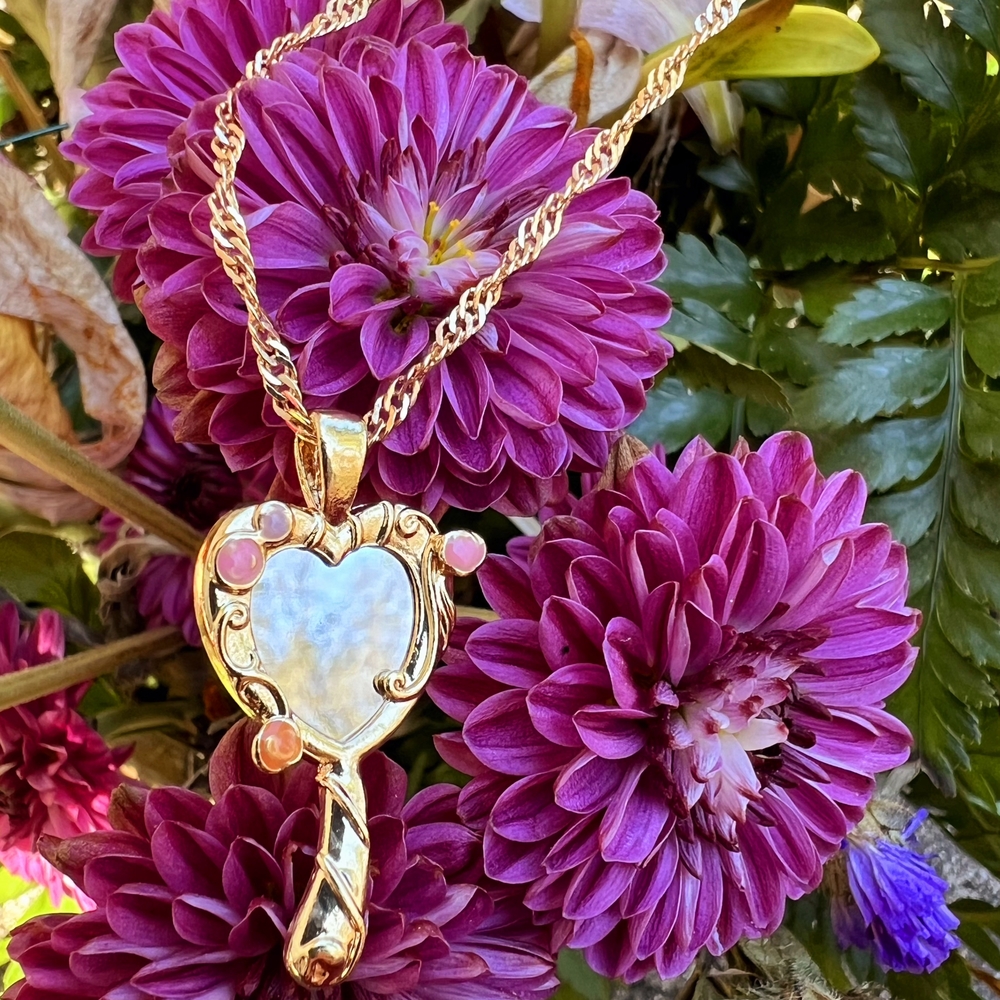 Disney's Beauty And The Beast Magic Mirror Gold Pendant Necklace